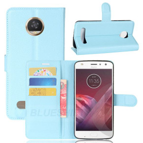 Moto Z2 Play      Pu Wallet Case    [Lightblue]