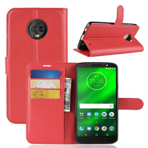 Moto G6 Plus      Pu Wallet Case    [Red]
