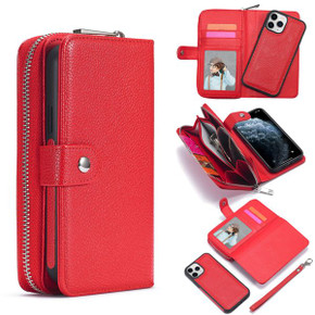 Apple iPhone 12 Pro Max Zipper Wallet Case Red