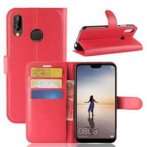 Huawei Nova 3E      Pu Wallet Case    [Red]