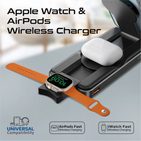 PROMATE 5-in-1 Foldable Charger with 15W MagSafe, 10,000mAh Power Bank, AirPods & Apple Watch Support - POWERPACK-FOLD