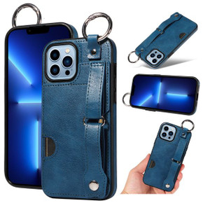 Apple iPhone 13 Pro Max Hand Strap PU Card Case Navy