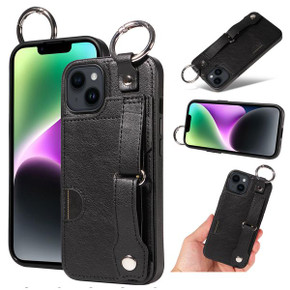Apple iPhone 14 Hand Strap PU Card Case Black