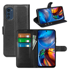 Motorola E32      Pu Wallet Case    [Black]