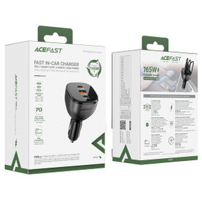 Acefast 165W High Power 3-Port Car Charger w/ 2 x USB-C + USB-A, PD3.1 Microchip (B14) 