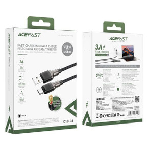 Acefast 3A/60W Super Durable Zinc Alloy Nylon Braided Cable w/ Silicon Inner Sheath (C10)3A USB-A to USB-C [ 3A USB-A to USB-C] 