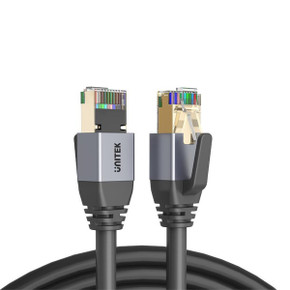 UNITEK 1.5M CAT8 Black SSTP Ethernet Patch Lead, 40Gbps @ 2000MHz, Gold-Plated RJ45, PoE Compatible - C18149AGY01-1.5M 