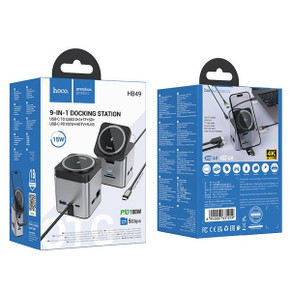 Hoco PD 100W 9 in 1 USB-C Multi Function Docking Station with Magnetic Charging Pad (HB49) 
