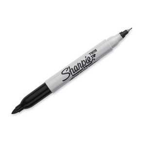 SHARPIE Single Twin Tip Permanent Marker with Fine & Ultra-Fine Tips. Permanent on most Surfaces. Quick Drying, Fade & Water-resistant Ink.  