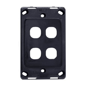 AMDEX Switch Plate ONLY. 4 Gang Wall Face Plate (Accepts Clipsal Style Mechs). Black   
