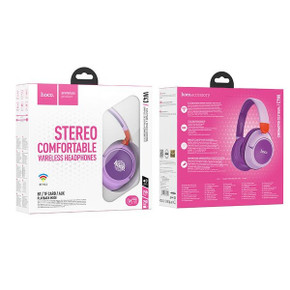 Stereo Comfortable Bluetooth Headset w/ 25 Hours, MicroSD & Aux Input Modes (W43) [Purple] 