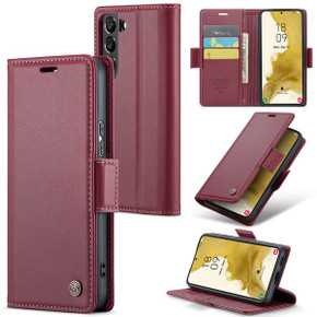 Samsung Galaxy S22      Pu Wallet Case    [Maroon]