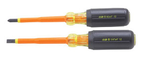 IDEAL INDUSTRIES 2-Piece Insulated Screwdriver Kit - Slotted 1/4" x 4" & Phillips #2 with Dual Injection Molded Shaft (Product Code: IDEAL-INSULATED-KIT)