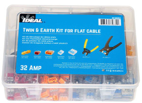 IDEAL INDUSTRIES Twin and Earth 32A Flat Cable Kit - 100 Pieces (Includes Stripper, Cutter, Splice Line, Push In & Lever Wire) - Product Code: 32A-KIT