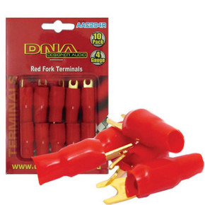 4 AWG Red Fork Terminals (10 Pack) - Product Code: 4AWGRT10