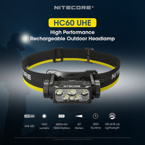 Nitecore HC60 UHE 1600 Lumen USB-C Rechargeable Headlamp - HC60UHE
