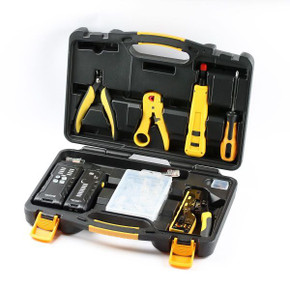 SPROTEK 8 Piece Network Installation Kit with Storage Case. Includes Punch Down Tool, Tone Tester and Wire Tracker, 2-in-1 Reversible Screwdriver, Modular Crimping Tool, Stripper and Cutter.
