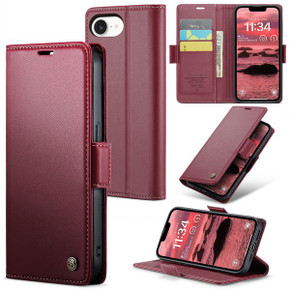 Apple iPhone 16E Pu Wallet Case [Maroon]