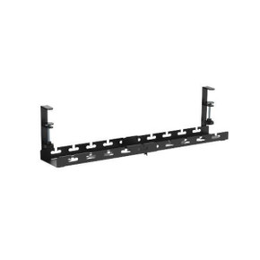 BRATECK Extendable Clamp-On Under Desk Cable Management Tray. Clamp Mounting, Open Architecture, Extendable, Multiple Cable Slots, Easy Assembly, Weight Cap 5Kgs, Matte Black.