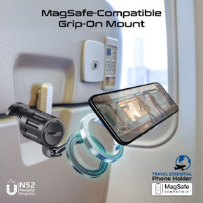 PROMATE 360 Rotating Magnetic Smartphone Grip-on Mount. Rotatable, Foldable & Ultra Compact, Metal Rings Included. Secure Clamp. 