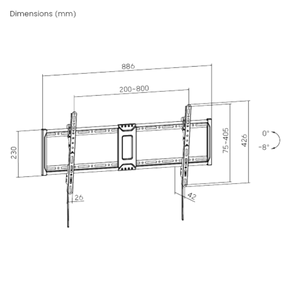 BRATECK 43"-95" Tilt Slim TV Wall Mount. Supports Up to 75Kgs. Automatic Spring Locks with Quick Release Cords, Open Architecture, VESA Support Up to 800x400, 42mm Profile, Includes Bubble Level.