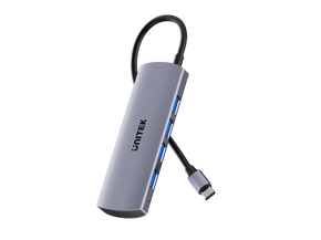 UNITEK 4-in-1 10Gbps USB Multi-Port Hub with USB-C Connector. Includes 4x USB-A Ports. 10Gbps Data Transfer Speed, Premium Aluminum Design, Universal Compatibility, Space Grey Colour.