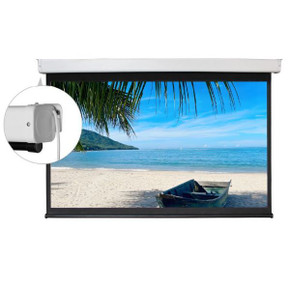BRATECK 100" 16:9 Electric Projector Screen with Remote. 160° Viewing Angle, 4-Side Black Masking Borders, Cleanable Screen Material, Silent Tubular Motor, 1.0 Gain, View Size 2.21x1.24m.