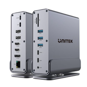 UNITEK 15-in-1 Universal DisplayLink 4K Docking Station. Triple 4K Output with MST, Fast Charging & Ultrafast Data Transfer, 100W PD, 5x USB-A, 2x USB-C Ports, 2x HDMI, 1x DP, SD Card Reader.