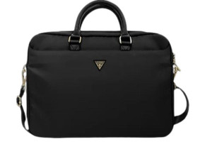 Guess Nylon Laptop Bag 15/16-inch - Black/Metal Logo
