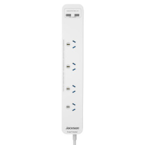 4 Way Surge Protected Powerboard 2x USB-A Fast Charge Ports   