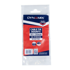 DYNAMIX 20 x 20mm Self Adhesive Natural Cable Ties Mount. Pack of 20   