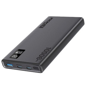 PROMATE 10000mAh Super Slim Smart Charging Power Bank 20W Dual USB-C & 1x 22.5W USB-A QC 3.0 (BOLT-10PD-BLK)
