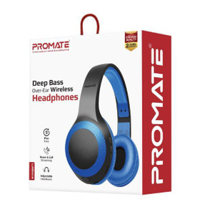 PROMATE Deep Base Bluetooth V5.0 Wireless Over-ear Headphones. Up to 5 Hours Playback (LABOCA-BL)