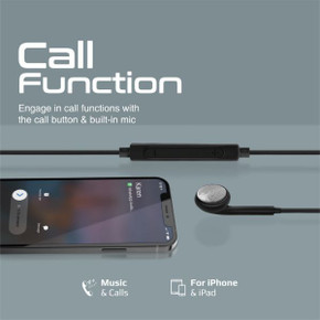 PROMATE Apple MFI Certified HiFi Wired Mono Earbud w/ Call Button and Microphone Black (BEAT-LT-BLK)