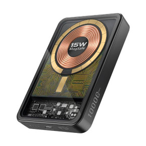 PROMATE 10000mAh Power Bank w/ Transparent Magsafe 15W Wireless Charging (LUCIDPACK-10BK)