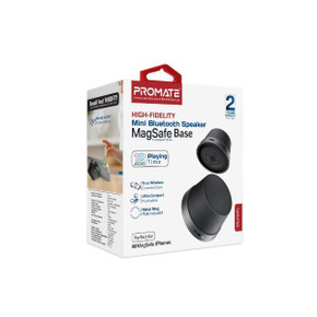 PROMATE 3W Mini Bluetooth Speaker w/ Magsafe Compatible Base. Supports Music & Calls High (PUNCH-BLK)