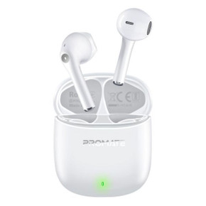 PROMATE In-Ear HD Bluetooth Earbuds Intellitouch & 260mAh Charging Case. Ergonomic Fit (LIMA-WHT)