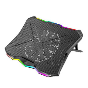 VERTUX Gaming Portable Height Adjust Cooling Pad w/ Rainbow LED Lights. Anti-slip (GLARE-BLK)