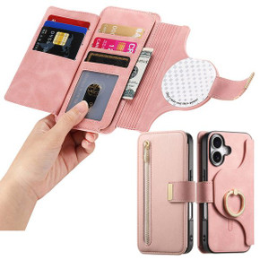Universal Magnetic Detachable Flip Wallet Case (FLP) [ Medium 6.7 inch - Pink ]