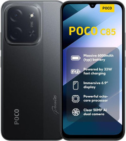 POCO C85 Global Mobile Phone [ 128GB / 6GB RAM - Black ]