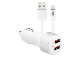 3sixT Car Charger 4.8A Lightning Cable 1m - White