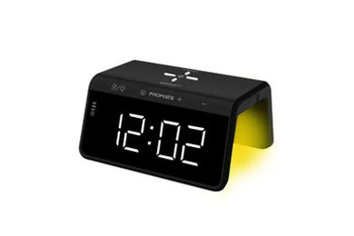 Promate LED Alarm Clock with RGB Light and Wireless Qi Charging Timebridge-Qi-BL