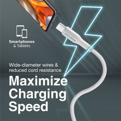 PROMATE 1M USB-A to USB-C Super Flexible Cable. Supports 2A Charging & 480Mbps Data Transfer. White Colour.  