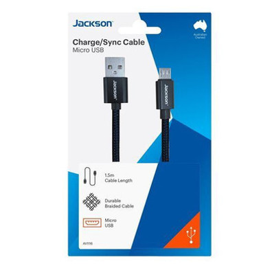 JACKSON 1.5m USB-A to Micro USB Sync & Charge Cable.