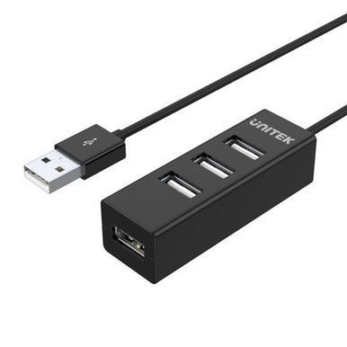 UNITEK USB-A 2.0 4-Port High Speed Hub with Data Transfer Speed up to 480Mbps.