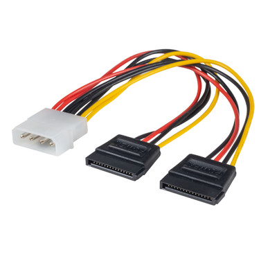DYNAMIX Dual Port Serial ATA Power Splitter Cable - Converts standard 5.25'' power connector to 2x Serial ATA