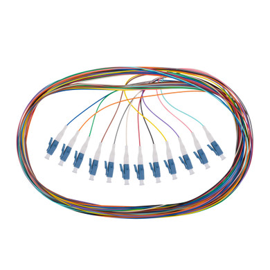 DYNAMIX 2M LC Pigtail G657A1 12 Pk Colour Coded - 900um Single-mode Fibre - Tight Buffer LSZH Jacket