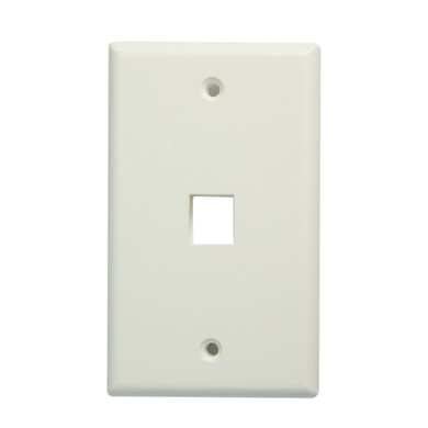 DYNAMIX Single Port Face Plate for RJ45 110 Keystone Jacks. NOTE Jack pins at top of plate when installed vertically - on side when installed horizontally.