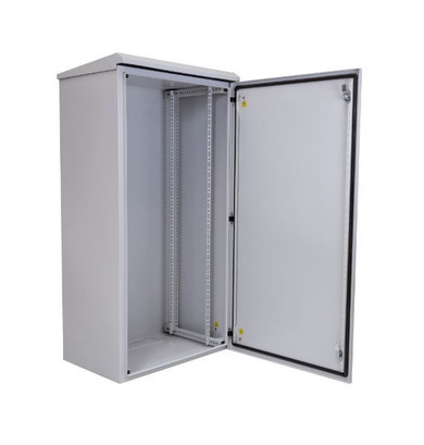 DYNAMIX 24RU Outdoor Wall Mount Cabinet 611x625x1190mm (WxDxH). IP65 Rated with Lockable Front Door No Fans or Filters. Wall Mount Included. Made from Rolled Steel.