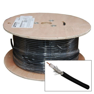 DYNAMIX 100m Roll RG6 Shielded Cable. Black. 75ohm. 18AWG solid core. Foil and braid shield.